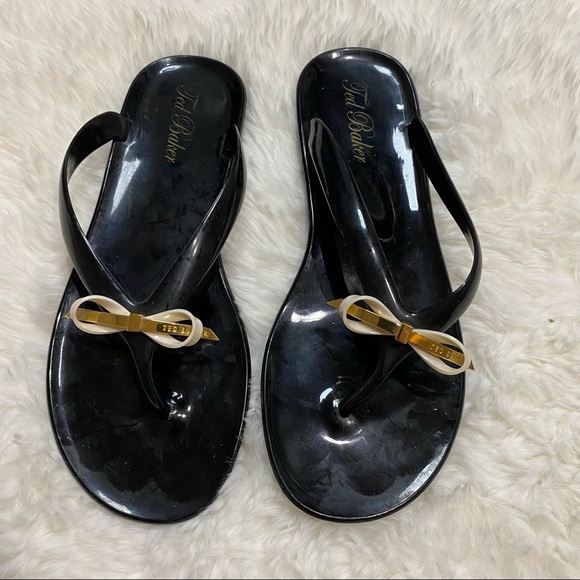 TED BAKER Black Flip Flops Sandals Size 6 - Picture 5 of 6